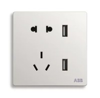 ABB 轩致系列 AF293 二位带USB充电五孔插座 雅典白