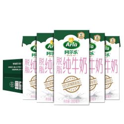 Arla 阿尔乐 脱脂纯牛奶 200ml*24盒 *2件