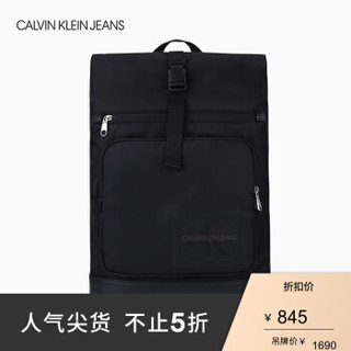 CK Jeans 2020春夏款 男女同款Logo简约休闲双肩背提包 HH2185K9900 001-黑色