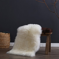 WOOLTARA 澳洲羊毛皮毛一体坐垫  米色/80x55cm