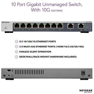 NETGEAR 美国网件 网件 10端口千兆/ 10G以太网非管理型交换机（GS110MX）