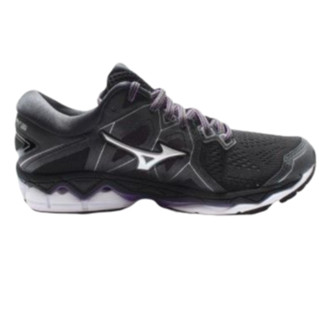 Mizuno 美津浓 Wave Sky 2 女士跑鞋 J1GD180246 黑/银/紫 36.5