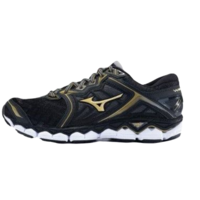 Mizuno 美津浓 WAVE SKY系列 男士跑鞋 J1GC170250 黑/金/白 39