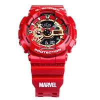 CASIO 卡西欧 G-SHOCK系列 GA-110IRONMAN-4 51.2mm 男士石英手表 红盘 红色树脂表带 圆形