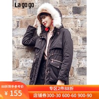 La·go·go 拉谷谷 HC339C46 女士撞色毛领中长款棉衣 *2件