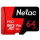 Netac 朗科 Pro microSDXC UHS-I A1 U3 TF存储卡 64GB