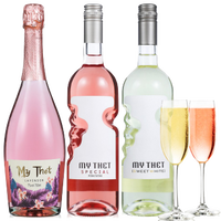 【配2香槟杯】蜜黛薰衣草天使之手桃红甜白汽泡酒/起泡酒葡萄酒红酒女士钟爱的甜果酒 配制酒三支组合装3*750ml
