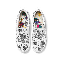 VANS 范斯 Classic Slip-on 中性运动帆布鞋 VN0A4BV31IU 白色/黑色 38