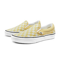 VANS 范斯 Classic Slip-on 中性运动帆布鞋 VN0A4U38WRU 黄色棋盘格 34.5