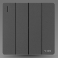 PHILIPS 飞利浦 昕绎系列 四开单控开关 深灰黑色