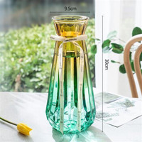 虔生缘（CHANSUNRUN）特大号欧式玻璃花瓶水培富贵竹百合透明彩色玻璃花瓶客厅装饰摆件