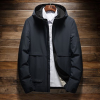 【柔软舒适】春季新品纯色百搭休闲时尚通勤防风男式夹克外套男 3XL 蓝色