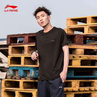 LI-NING 李宁 男士运动T恤 ATSN081 标准黑 M