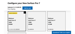 微软美国官网Surface Pro 7 i5 16G 256G优惠300美元实付1099.99美元