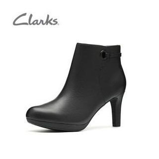 clarks其乐女鞋Adriel Mae英伦正装细高跟短靴踝靴女 黑色261444174