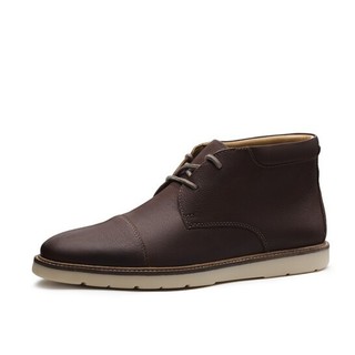 Clarks 其乐 Grandin Top系列男士牛皮高帮平跟休闲鞋261448917 棕褐色41