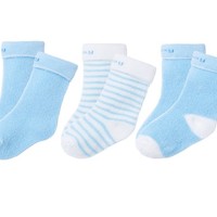 Bornbay 贝贝怡 204P2299 婴儿加厚保暖长袜三双装 淡蓝色 1-2岁