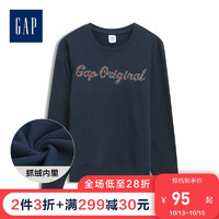 Gap男装圆领套头卫衣春530004 创意logo印花亲子装柔软上衣