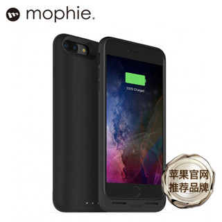 mophie苹果iPhone8Plus背夹电池充电宝 兼容Qi无线充电器 2420mAh防摔防撞 iPhone8 Plus 黑色