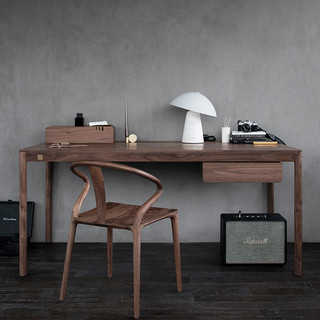 有闲书桌实木黑胡桃白橡木桌子书房卧室家用工作办公桌子