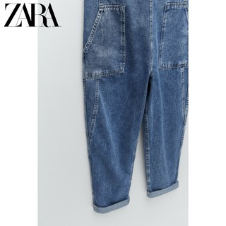 ZARA 新款 女装 贴袋饰牛仔背带裤 04406157427