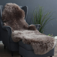 WOOLTARA 澳洲纯羊毛皮毛一体沙发垫 棕色 180x55cm