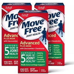 Move Free 益节 氨基葡萄糖和软骨素，MSM先进关节补充片剂，一盒120粒（3盒装）