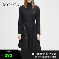 MOCO冬季新品纯色个性斜剪裁连衣裙MA184DRS203 摩安珂