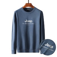 JEEP/吉普21秋冬新款时尚潮搭舒适休闲圆领长袖男式卫衣 3XL 蓝灰色