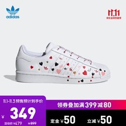 阿迪达斯官网adidas 三叶草 SUPERSTAR W男女鞋爱心款经典运动鞋FV3289 白/一号黑/荣耀粉 37(230mm)