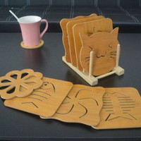 木质餐垫隔热垫创意餐桌垫盘子 3片装