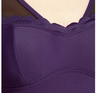防晒耐氯 女款弹力丝滑性感支撑三角连体泳衣 42 紫色