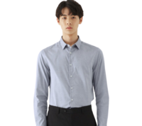 GXG 男士纯色商务休闲舒适长袖衬衫 灰色S