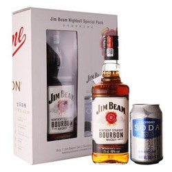 Jim Beam 金宾 美国波本威士忌 嗨棒限定套装（1瓶金宾白占边+2罐苏打汽水）