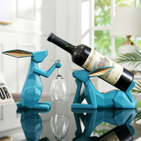 Hoatai Ceramic 华达泰 现代简约兔子红酒架套装（湖蓝色）