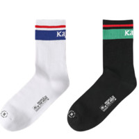 Kappa 卡帕 中性撞色运动长筒袜2双装KP0W09 黑/白 均码