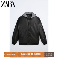 ZARA新款 男装 仿皮假两件连帽拼接飞行员夹克外套 04432301800