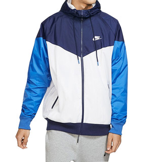 NIKE 耐克 M NSW HE WR JKT HD AR 男士运动夹克 AR2192-122 白/蓝 L