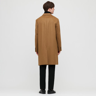商品uniqlo 优衣库 男士长款纯色单排扣羊毛大衣429297 褐色s