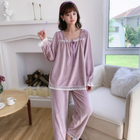 PEANOJEAN 6787 日系甜美蕾丝海岛绒家居服