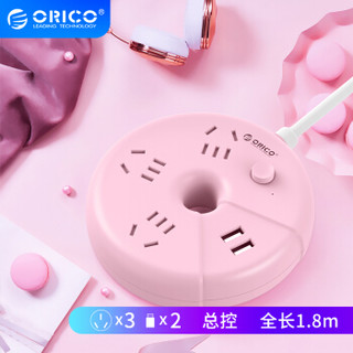 奥睿科（ORICO）多彩甜甜圈排插3A2U 1.8米