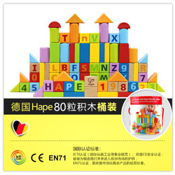 Hape   E8402   80粒桶装字母数字积木