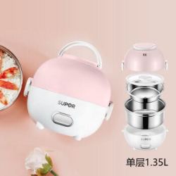苏泊尔(SUPOR)电热饭盒双层不锈钢可插电保温加热饭盒提锅蒸饭器宿舍多功能蒸煮热饭器便当盒 单层2内胆