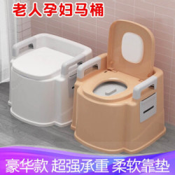 移动马桶便携式坐便器可拆卸易清洗老人孕妇病人护理上厕所尿盆痰盂便盆密封带盖应急车载家用坐便椅 【蹲厕用】豪华扶手款-白色