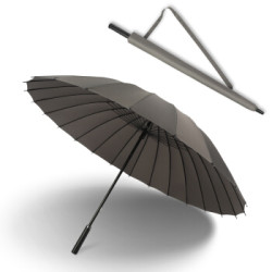 抗暴风雨24骨长柄大雨伞 超大双人防风加固商务直杆伞男女晴雨伞 灰色
