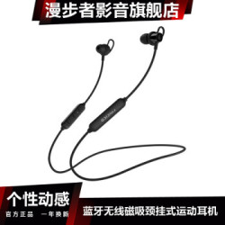 漫步者（EDIFIER） W200BT 蓝牙无线运动耳机磁吸颈挂式入耳线控耳麦苹果华为小米音乐耳塞 经典版 黑色