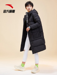 安踏羽绒服女士中长款2020年冬季新款外套运动棉服白