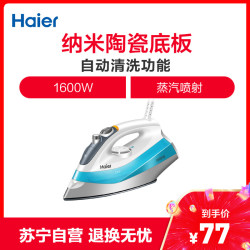 海尔(Haier)电熨斗YD1618 蓝色 家用蒸汽手持小型迷你熨烫衣物大功率熨斗
