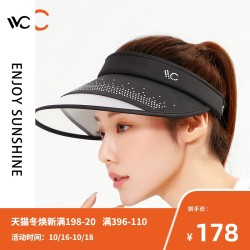 韩国VVC春季新款防晒帽防紫外线遮阳帽女时尚版带水钻空顶太阳帽 *2件