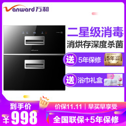 万和(Vanward) 100升二星级消毒柜 嵌入式高温消毒柜 小型家用碗筷餐具厨房消毒碗柜 ZTD100QE-D2